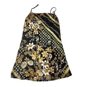 Princess Polly Lucci Mini Dress Black Gold Floral Chains Size 6